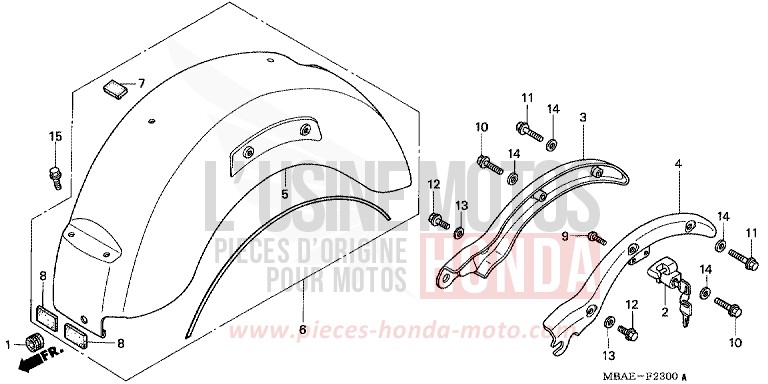 GARDE-BOUE ARRIERE de Shadow Aero NOIR (NH1X) de 2001